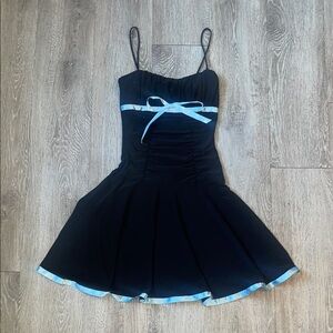Vintage Y2K Taboo black girly dress size small with blue bow